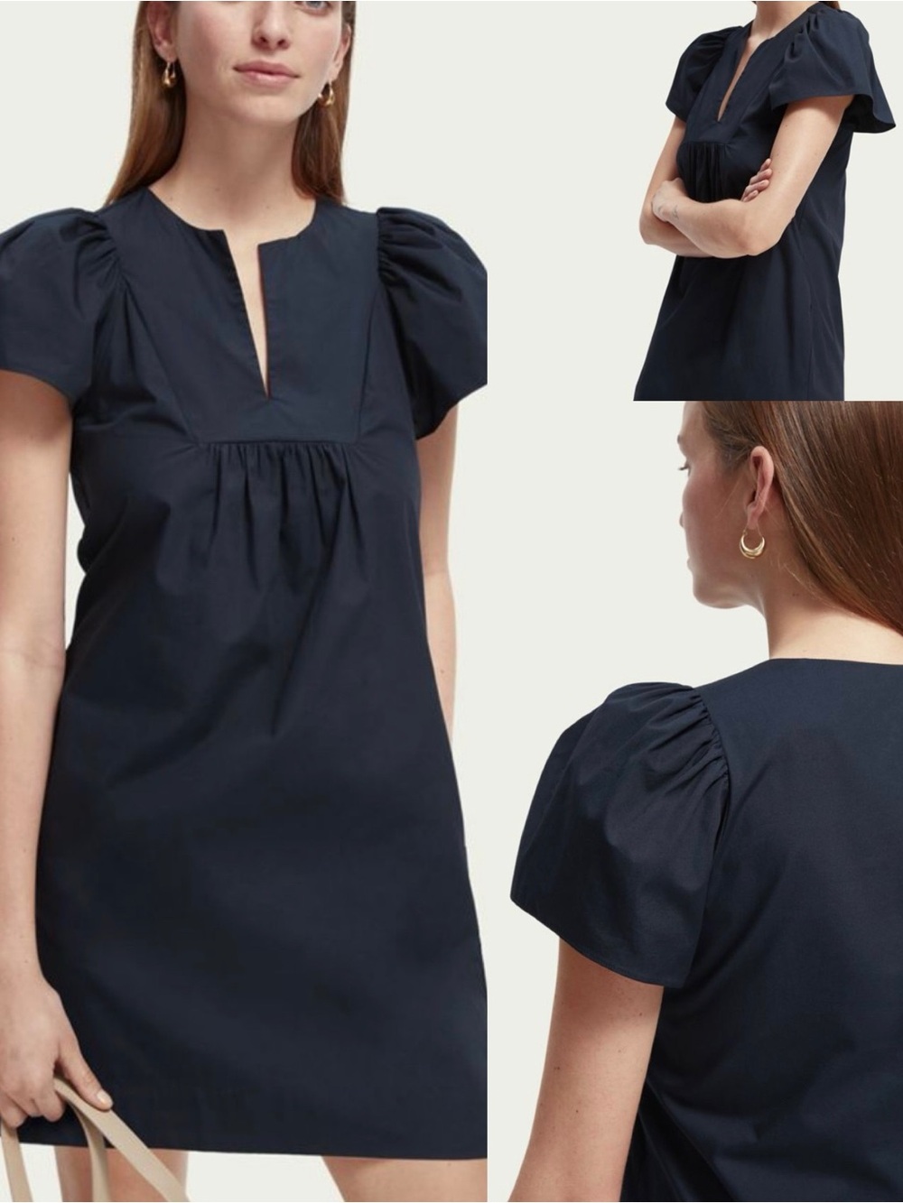 Scotch & Soda Navy Puff-Sleeve Shift Dress